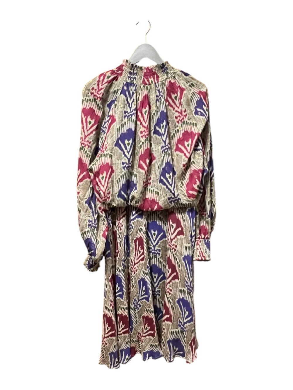 Oliphant Metallic Ikat Blouse & Maxi Skirt Set Pink Purple Gold Size Medium - Picture 3 of 14